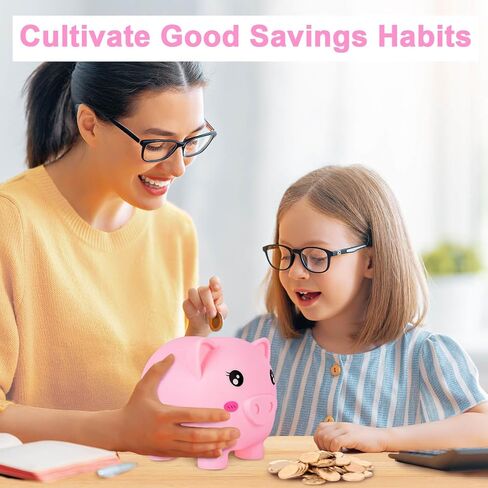 Piggy Bank for Kids Girls, Unbreakable Money Saving Bank with Flower Alphbet Sticker to DIY Piggy Money Bank in Saudi Arabia