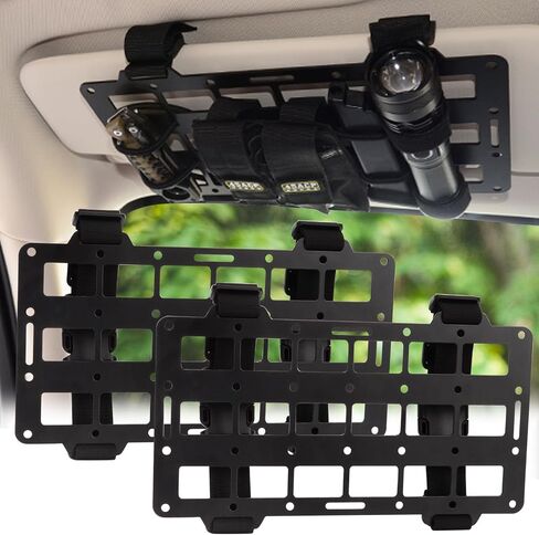 Pridefend سبائك الألومنيوم Molle Visor Organizer، لوحة MOLLE من سبائك الألومنيوم الصلبة متوافقة مع حقيبة الظهر التكتيكية، منظم حاجب الشمس للسيارة متعدد الاستخدامات للشاحنات والمركبات SUV والإكسسوارات الداخلية in Saudi Arabia