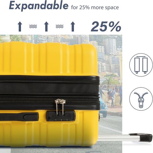 CuisinSmart 28 Inch Luggage with Spinner Wheels,Hard Shell Luggage with TSA Lock, Scratch Resistant Lightweight Suitcase,Expandable Travel Luggage Bag for Women Men Family Yellow in Saudi Arabia