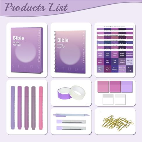 Bible Journaling Kit, Bible Study Supplies, Bible Highlighters and Pens No Bleed, Bible Study Tools, Journaling Kit for Women, Bible Tabs and Highlighter Set, Purple in Saudi Arabia