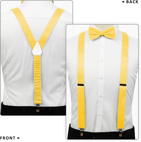 Wedding Set:Y-Back Suspender and Bowtie Handkerchief Set with Matching Women Hair Bow-Suspender for Wedding in Saudi Arabia