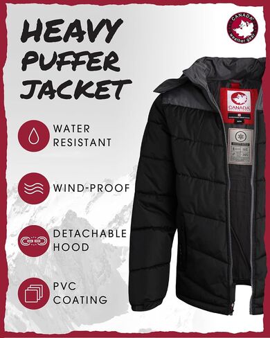 سترة منتفخة للرجال من CANADA WEATHER GEAR - معطف شتوي فقاعي - سترات خارجية مقاومة للماء للرجال (M-XXL) in Saudi Arabia
