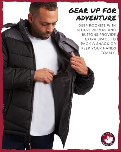 سترة منتفخة للرجال من CANADA WEATHER GEAR - معطف شتوي فقاعي - سترات خارجية مقاومة للماء للرجال (M-XXL) in Saudi Arabia