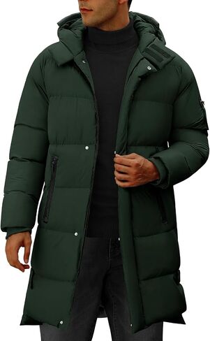 HEEKPEK Men's Hood Puffy Quilted Jacket Winter Warm Long Puffer Coat Windproof Full Zip Thicken Outerwear with 4 Pockets in Saudi Arabia