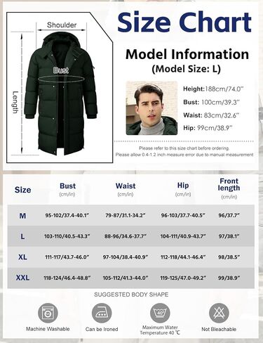 HEEKPEK Men's Hood Puffy Quilted Jacket Winter Warm Long Puffer Coat Windproof Full Zip Thicken Outerwear with 4 Pockets in Saudi Arabia