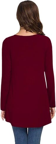 WNEEDU Women's Fall Long Sleeve Tunic Tops for Leggings V-Neck Casual T-Shirt in Saudi Arabia