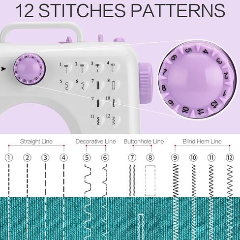 yookee home Sewing Machine for Beginners Compact Sewing Machine with Accessories Kit Easy to Use Portable Sewing Machine for Adults and Kids, Home, Travel, Clothing Repair and Sewing Crafts in Kuwait