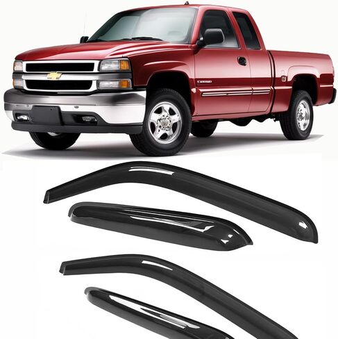 Window Visor Vent Deflectors for Chevy Silverado/for GMC Sierra 1500 99-06,01-06 Silverado/Sierra 2500/3500, 07 Classic Extended Cab Window Rain Guards Sun Shade Window Shield Truck Accessories Smoke in Saudi Arabia