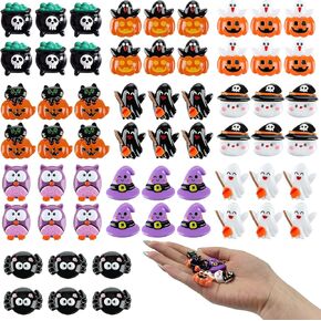 CIEOVO 60Pcs Halloween Miniatures Garden Figurines, Halloween Mini Resin Pumpkin Ghost Ornaments for Halloween Party Favors Bag Fillers Outdoor Home Garden DIY Craft Decoration