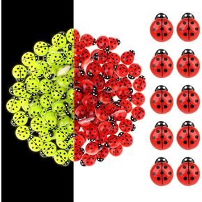 Mini Resin Animals, 100 Pcs Tiny Resin Figures Glow Lady Bugs Miniature Animals Accessories Cute Toys Ornaments Miniature Statue Stuff for Home Garden Party Decorations Cupcake Toppers DIY Crafts