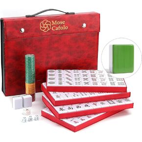 Mose Cafolo Professional Chinese Mahjong Game Set 146 Numbered Large Size Tiles with Carrying Travel Case, Complete Mahjong Tiles Set (Majiang, Mah-Jongg, Ma Jong)