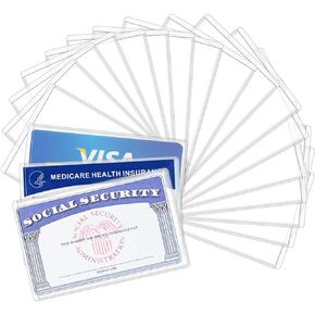 20 Pack New Medicare Card Holder Protector Sleeves, Clear PVC Card Sleeves, Waterproof Social Security Card Protector, Card Cover for Business Cards, ID Cards, Debit Card