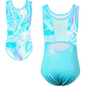 TFJH E One Piece Gymnastic Leotard for Girls Ballet Dancewear Sparkle Mesh Outfits 5-12Y