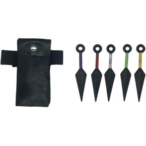Ninja Kunai Weapon Pack Set PU Leather Suitable for Ninja Role Playing Costume Props Black (6PACK)