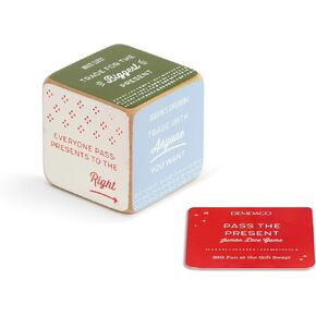 Pass The Present Vintage Colorful 3 x 3 Wood Composite Holiday Jumbo Dice Game