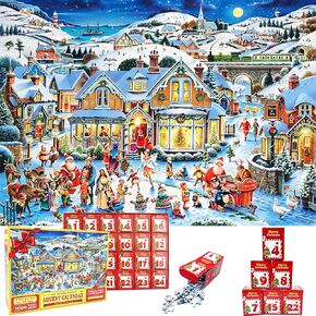 2024 Jigsaw Puzzle Advent Calendar For Adult And Kids, 24 Boxs - 1000 Pieces Puzzles Countdown to Christmas, CCountdown Holiday Gift For Teenage, Boys And Girl, 27.5in x 19.7in