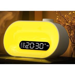 Sunrise Alarm Clock Wake Up Light, Gradual Sunlight Lamp Clock, Sound Machine with 10 Soothing Sounds, FM Radio, Nightlight, Bluetooth Speaker, Digital Clock for Bedroom, Kids, Heavy Sleepers Adults