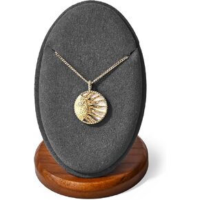 Solid Wood Necklace Pendant Display Stand Microfiber Jewelry Showcase Stand Display for Pendant Necklace(Grey)