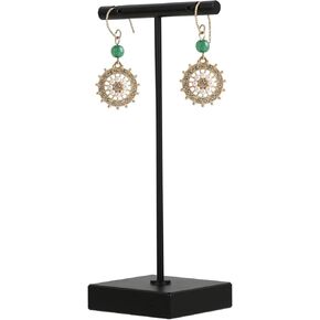 GemeShou Black earring T Stand, Metal Earring Display stand for selling, Small Jewelry earring storage organizer, Mini earring holder for online Photography Props【Black-Square Base Height 5.1 inch】