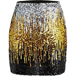 Zando Women's Sequin Skirt Sparkle Stretchy Glitter Sequin Bodycon Sparkly Skirt Mini Skirt for Night Out Party