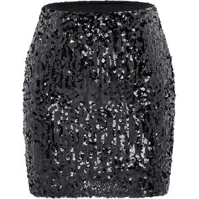 Zando Women's Sequin Skirt Sparkle Stretchy Glitter Sequin Bodycon Sparkly Skirt Mini Skirt for Night Out Party