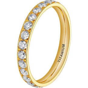 3mm Silver/Black/Gold/Rose Gold Stackable Titanium Rings for Women Cubic Zirconia Engagement Promise Eternity Wedding Bands Comfort Fit