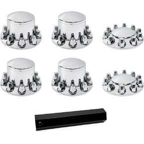 طقم غطاء محور المحور 33 مم، أغطية صواميل مسطحة علوية مقاس 33 مم × 2-3/4 بوصة، 2 أغطية محور أمامية و4 خلفية مقاومة للصدأ لمقطورات نصف الشاحنات in Kuwait