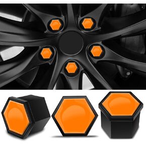 Set of 20pcs Car Wheel Nut Caps Bolt Cover 19mm Universal with Removal Tool Orange Gloss LC 39