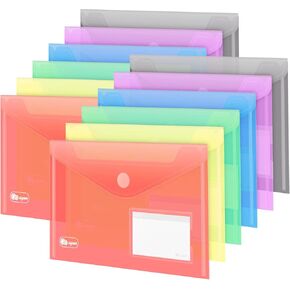 Set of 24 Document Wallets A5 6 Colour Document Wallets for Filing Documents with Perforated Edge/Label Pocket and 20 Pieces Gifted Business Card