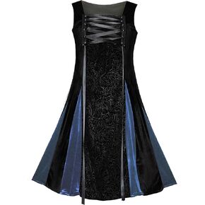 Victorian Steampunk Gothic Renaissance Velvet Women's Dress with Corset Lacing