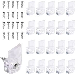 20 Set Mirror Hangers for The Wall Mirror Holders for Wall Mounting Mirror Brackets Mirror Hanging Clips Clear Plastic Glass Crystal Mirror Hanging Hardware Frameless Kit for Frameless Mirror