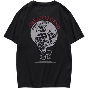 SOLY HUX Men's Graphic Letter Print Tees Short Sleeve Drop Shoulder Summer T Shirt Top