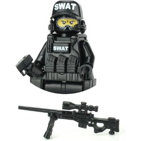 Battle Brick Police SWAT Team Sniper Collectible Custom Minifigure | Genuine Police Minifig | Head Printed in The USA | 1.6 Inches Tall | Great Gift for Ages 10+ to Adult AFOL