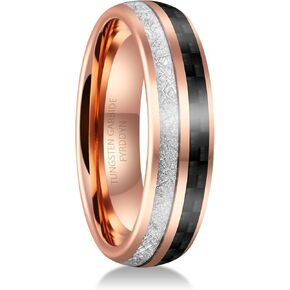 6mm 8mm 10mm RoseGold Tungsten Carbide Rings Black Mens Wedding Band Groove Center Ring Beveled Edges Comfort Fit Size 5-14.5
