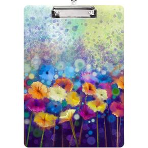 Plastic Clipboard A4 Letter Size Clipboard with Retractable Hanging Hole for Nurses/Students/Office and Women,Decorative Pattern (Daisy Flowers