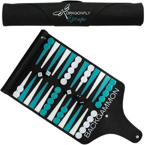 Roll-Up Travel Backgammon Game | Lightweight Roll-up Backgammon Set | Travel Backgammon Sets for Adults | Portable Travel-Size Strategy Board Game for Camping, Backpacking or Beach