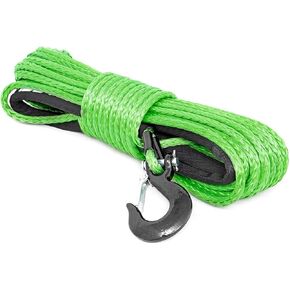 Rough Country 3/8" Green Synthetic Winch Rope with Clevis Hook | 85 FT - RS113