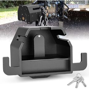 Trailer Hitch Lock, Anti Theft Trailer Coupler Lock Fits 1-7/8", 2" and 2-5/16"-Inch Couplers, Heavy Duty Steel Trailer Safety Lock with Secures Safety Chains Fits Trailers Trucks Rvs