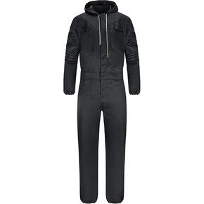 بدلة رجالي من مزيج القطن بأكمام طويلة وجيوب متعددة وسحاب للعمل الميكانيكي الشامل مع غطاء للرأس in Kuwait