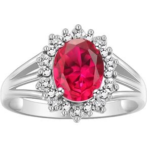 RYLOS Sterling Silver Ring with Princess Diana Inspired 9X7MM Gemstone and a Halo of Diamonds - Birthstone Jewelry for Women in Sizes 5-10