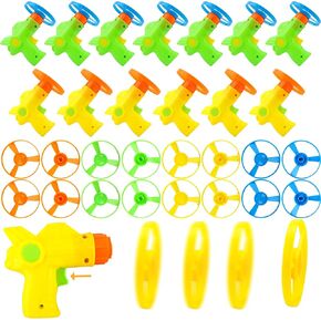 70 Pack Flying Disc Launcher Toy Novel Flying Saucer Disc Toy with 14 Pcs Launchers and 56 Pcs Flying Saucers for Kids Outdoor and Indoor Games Birthday Party Favors