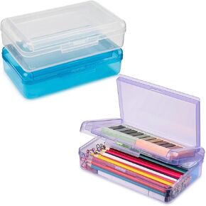 Pencil Box, Large Capacity Pencil Boxes 2 Compartments, Hard Pencil Case with Snap-tight Lid, Plastic Storage Organizer Box for Girl Boy (Clear, 1 Pack)