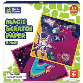 READY 2 LEARN Magic Scratch Paper - Transport - 10 Vibrant Scenes - Scratch Art for Kids - Reveal Colorful, Travel Designs