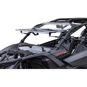 SuperATV.com زجاج أمامي قابل للطي مقاوم للخدش لسيارة Can-Am Maverick X3 (انظر الإعداد) | بولي كربونات بسمك 1/4 بوصة أقوى بمقدار 250 مرة من الزجاج | صنع في الولايات المتحدة الأمريكية