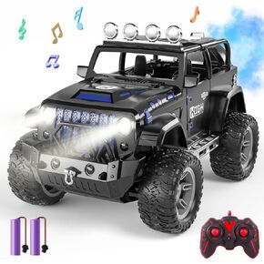 1:16 Remote Control Car with Spray, Lights and Sound, 2.4GHz Remote Control Truck for Boys and Girls, All Terrain Off-Road RC Jeep Car Toys Gift for Kids in Saudi Arabia