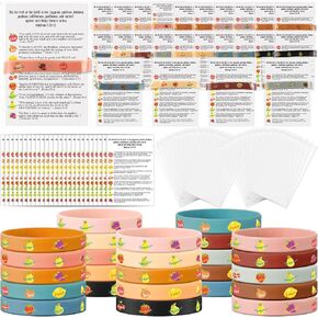 25 Sets Fruits of The Spirit Christian Gifts Kids Religious Silicone Bracelets Scripture Rubber Wristbands Bracelets Bible Card and Bag for Sunday School Classroom Activities (Multicolor)