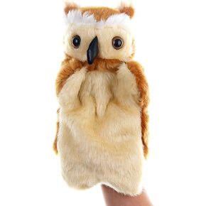 Plush Owl Hand Puppets Birds Stuffed Animals Toys for Imaginative Pretend Play Storytelling Brown