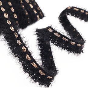 Black Lace Trim Fringe Lace Trim 4.5 Yards Sewing Edge Ribbon for Clothes Curtain Pillow Bordering (Black)