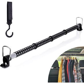 Car Clothes Hanger Bar, Premium Quality Expandable Black Bar for Travel - Extendable to 62inch - (160cm), Durable and Stylish, Suitable for Most Cars, Trucks, SUVs, Vans - 1 Pack