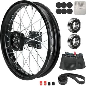 1.85x14 Dirt Bike Rear Rim Strips Kit for 90/100-14 Tire, for KLX125 KX85 KLX140R TTR125 YZ85 YZ80 RM80 RM85 Taotao DB17 DB27 SR150 DR90 Apollo RFZ Open 125 Motorcycle Parts with 12mm Bearings